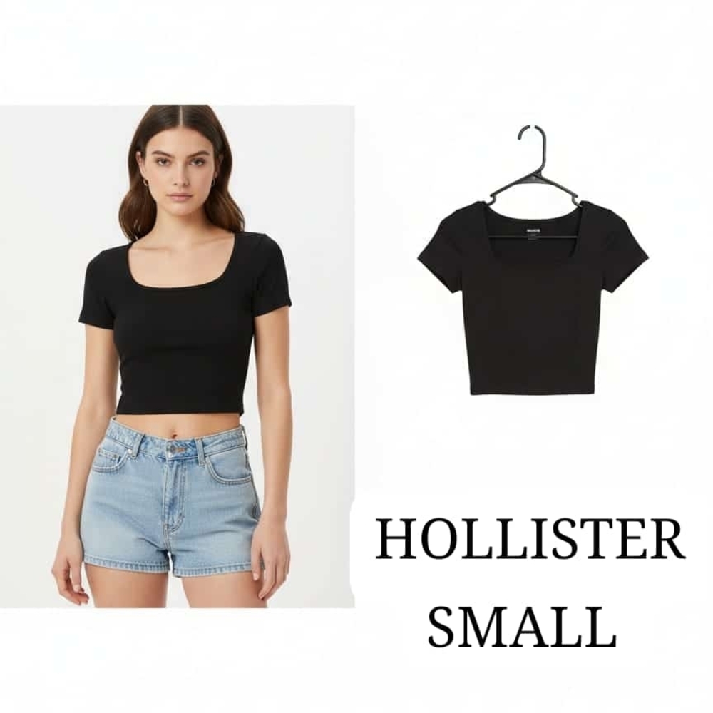 Hollister Women's Classic Black Crop Top